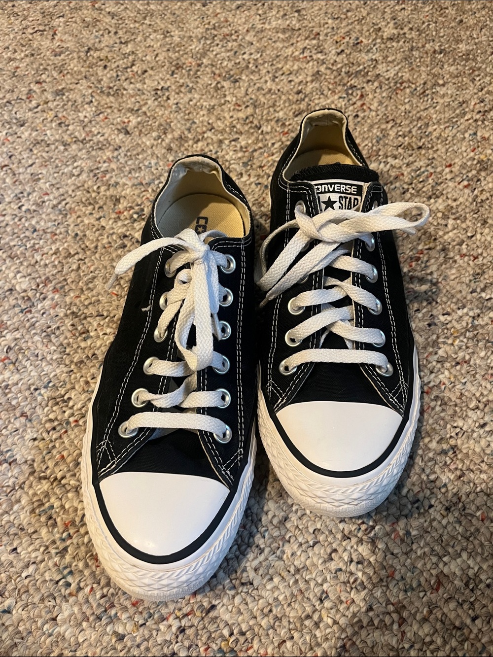 Converse Black Canvas Low Top Sneakers with White Accents